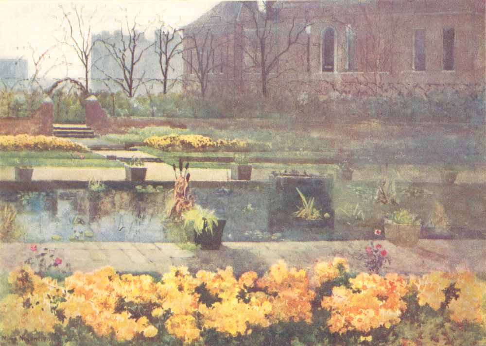 LONDON. England. The Dutch garden, Kensington Palace 1916 old antique print